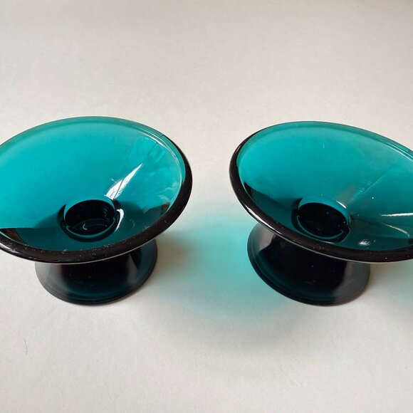 Vintage Iittala Kaj Franck 'Kario' Turquoise Candle Holders, Made in Finland - Picture 3 of 5